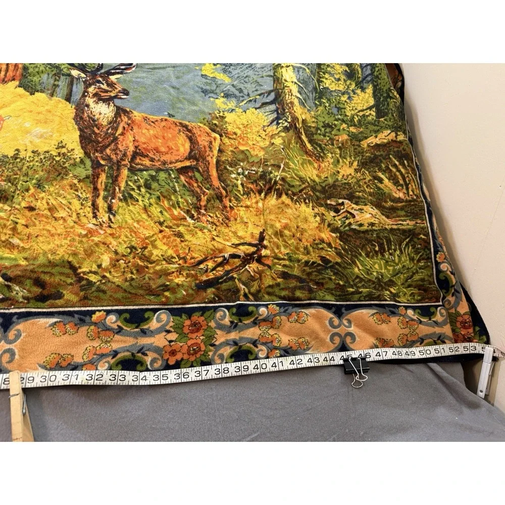 Deer Grazing On Mountain Side Wall Tapestry Vintage 4ft By 3ft